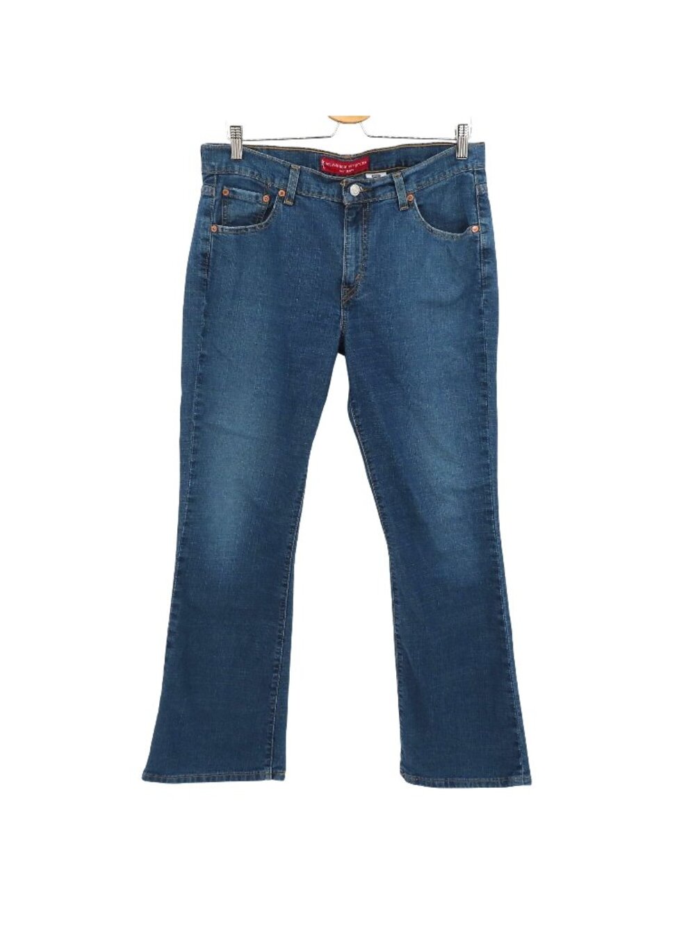 Levis Women 12 Nouveau Boot Cut Stretch 515 Blue Denim Jeans Pockets Cotton